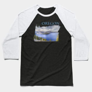 Oregon State Outline (Crater Lake & Wizard Island) Baseball T-Shirt